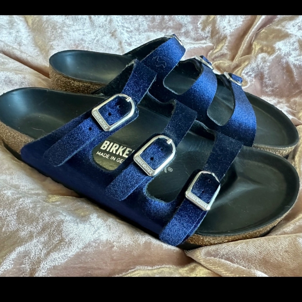 Birkenstock Florida Fresh Rivet Midnight (Blue Velvet) 3 Strap 38 W 7 M 5